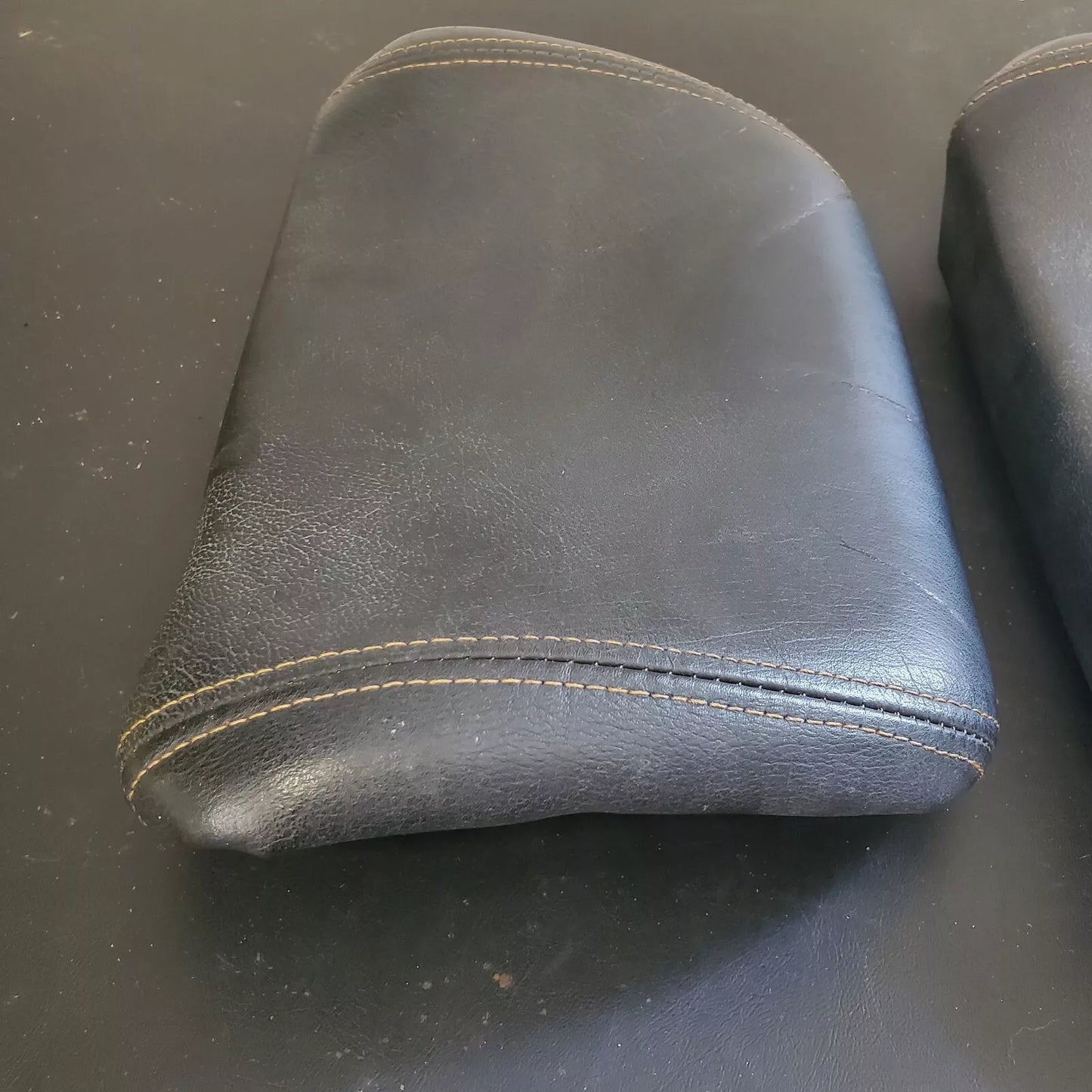 Volvo 240 740 940 Black Leather Headrest Pad Set LH RH OEM