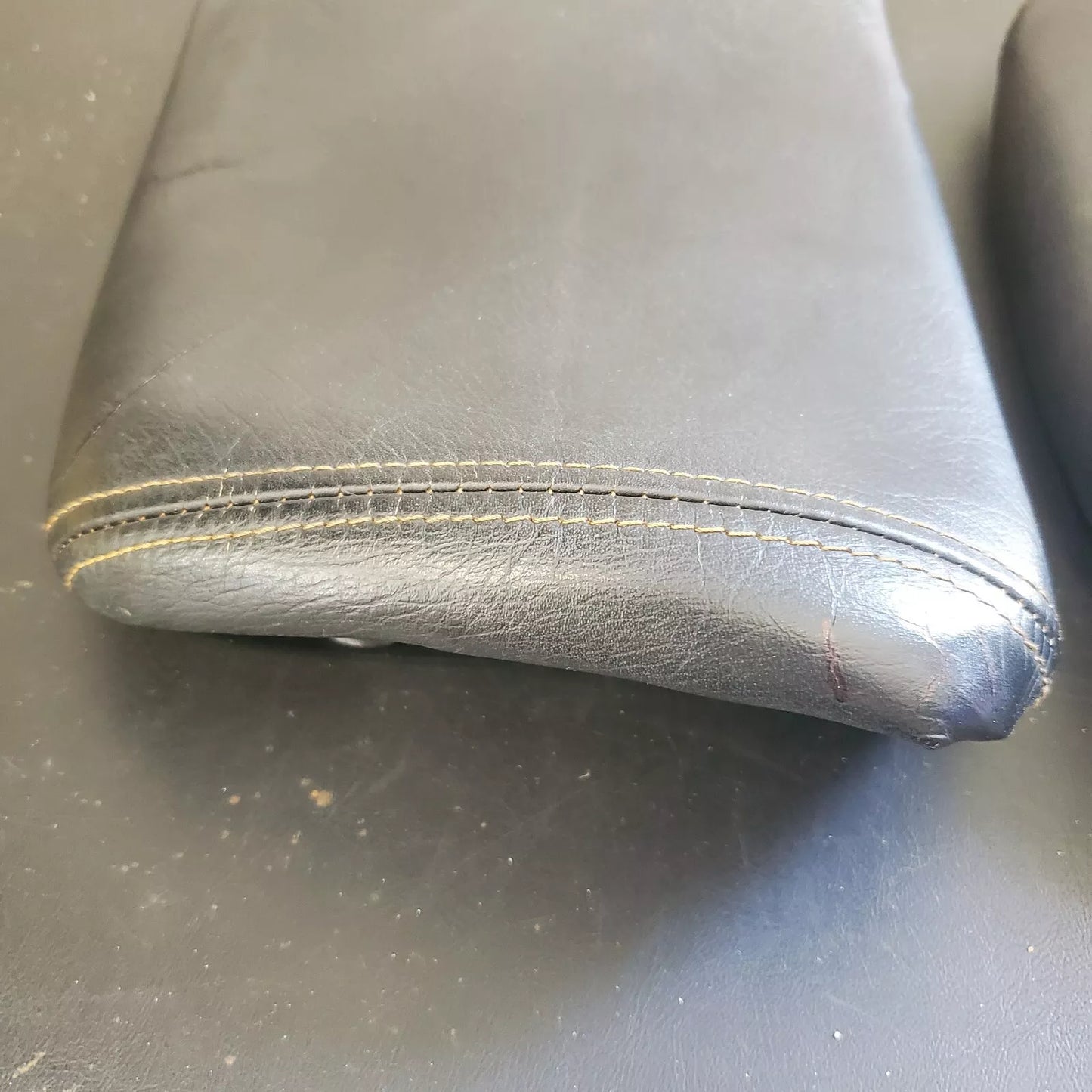 Volvo 240 740 940 Black Leather Headrest Pad Set LH RH OEM