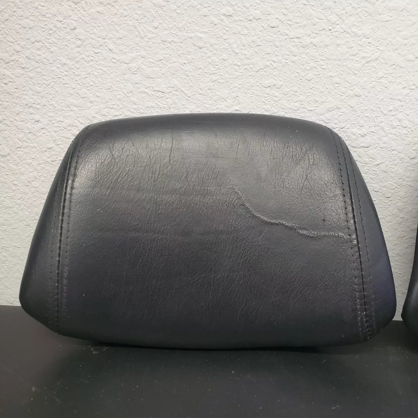 Volvo 240 740 940 Black Leather Headrest Pad Set LH RH OEM