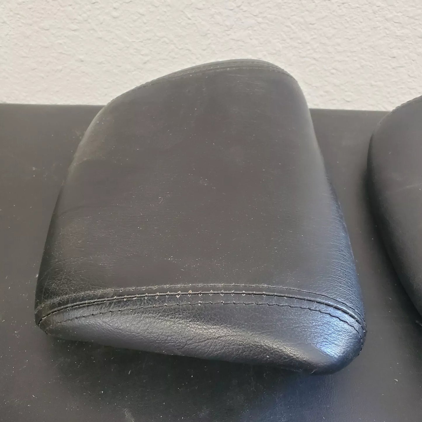 Volvo 240 740 940 Black Leather Headrest Pad Set LH RH OEM