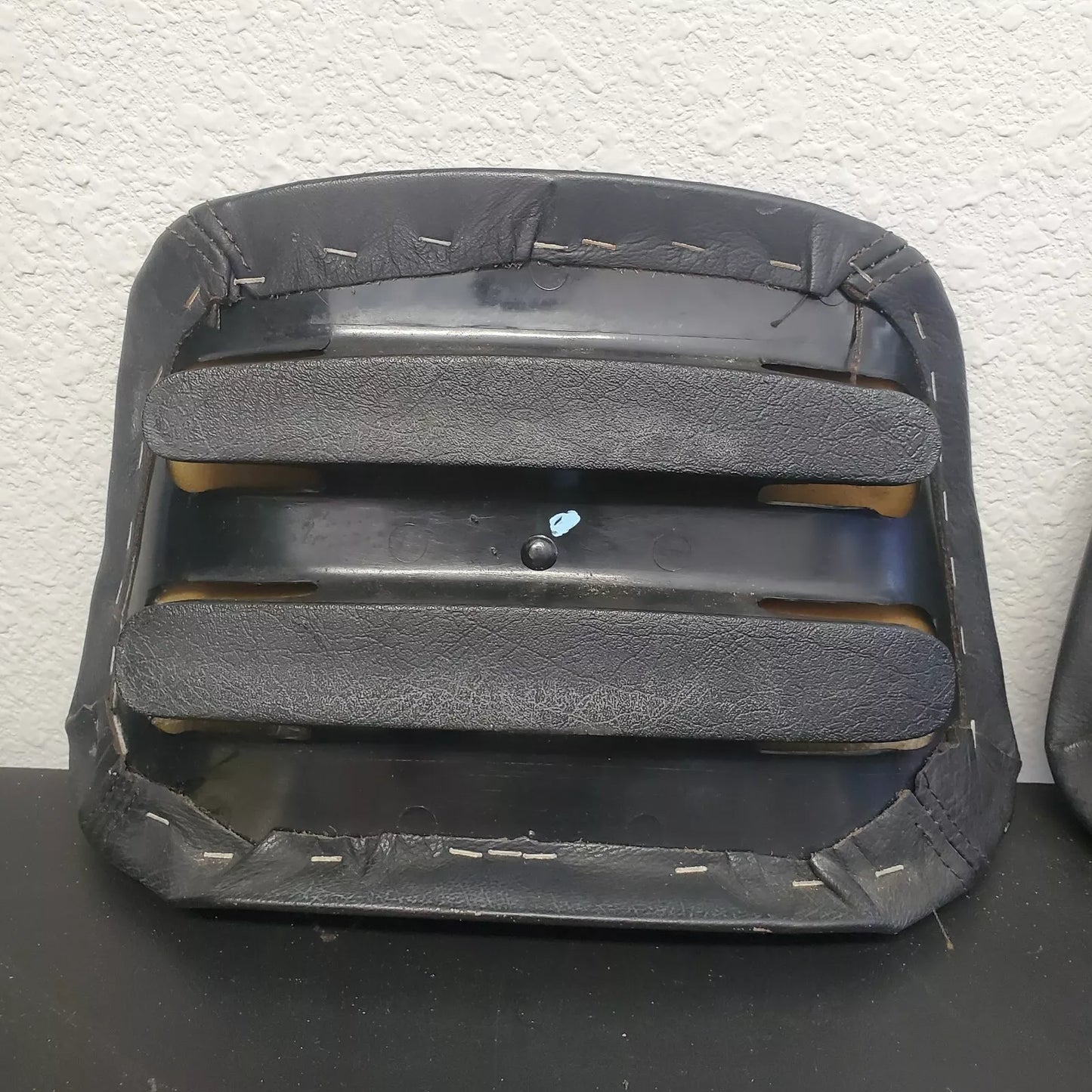 Volvo 240 740 940 Black Leather Headrest Pad Set LH RH OEM