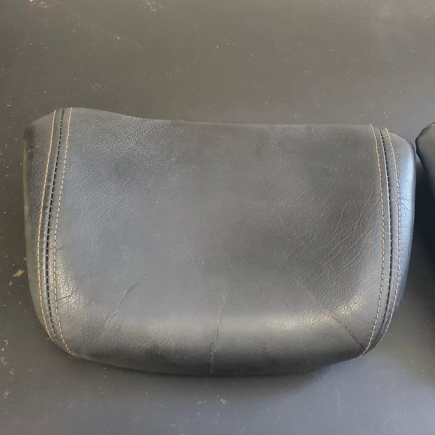 Volvo 240 740 940 Black Leather Headrest Pad Set LH RH OEM