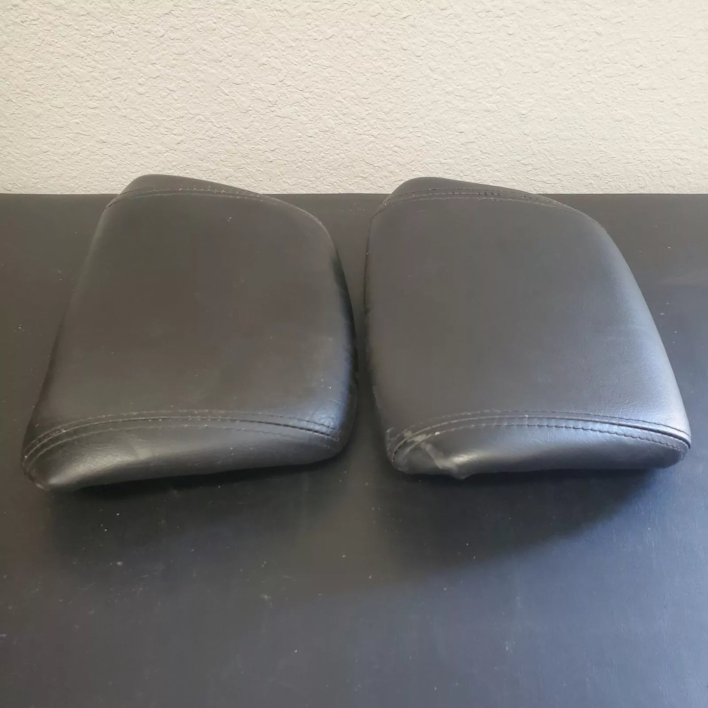Volvo 240 740 940 Black Leather Headrest Pad Set LH RH OEM