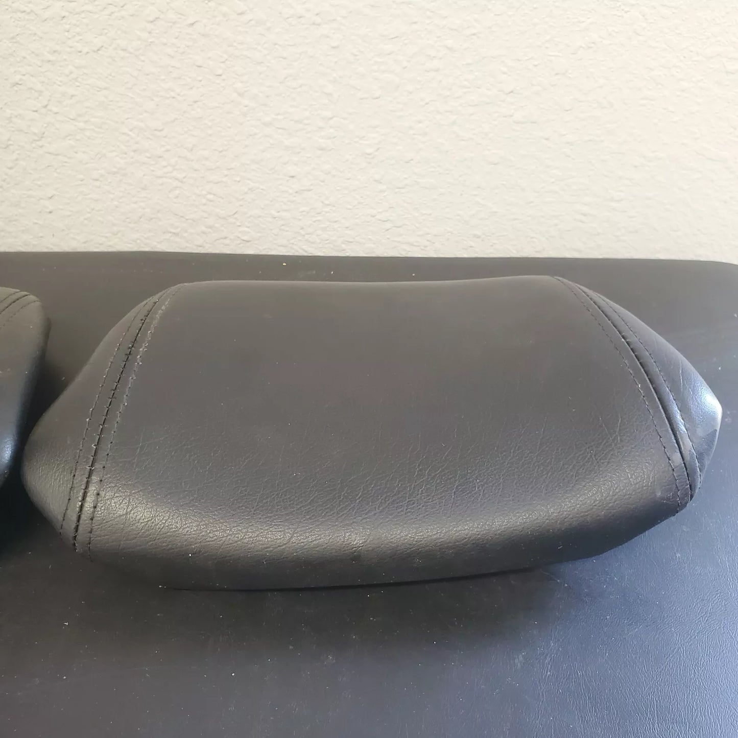 Volvo 240 740 940 Black Leather Headrest Pad Set LH RH OEM