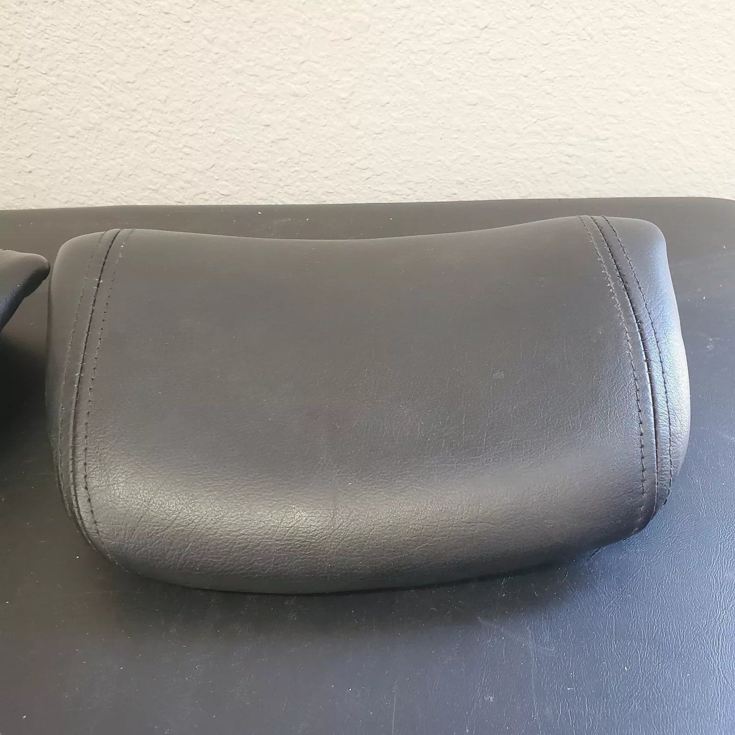 Volvo 240 740 940 Black Leather Headrest Pad Set LH RH OEM