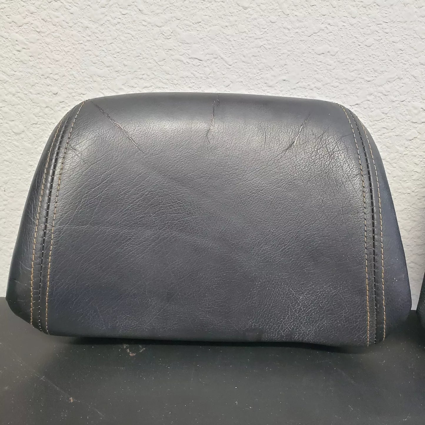 Volvo 240 740 940 Black Leather Headrest Pad Set LH RH OEM