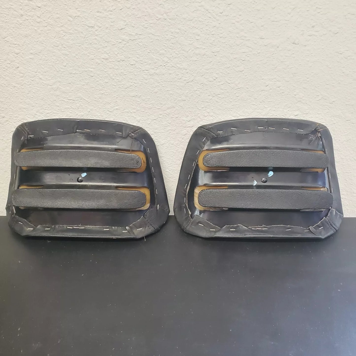 Volvo 240 740 940 Black Leather Headrest Pad Set LH RH OEM