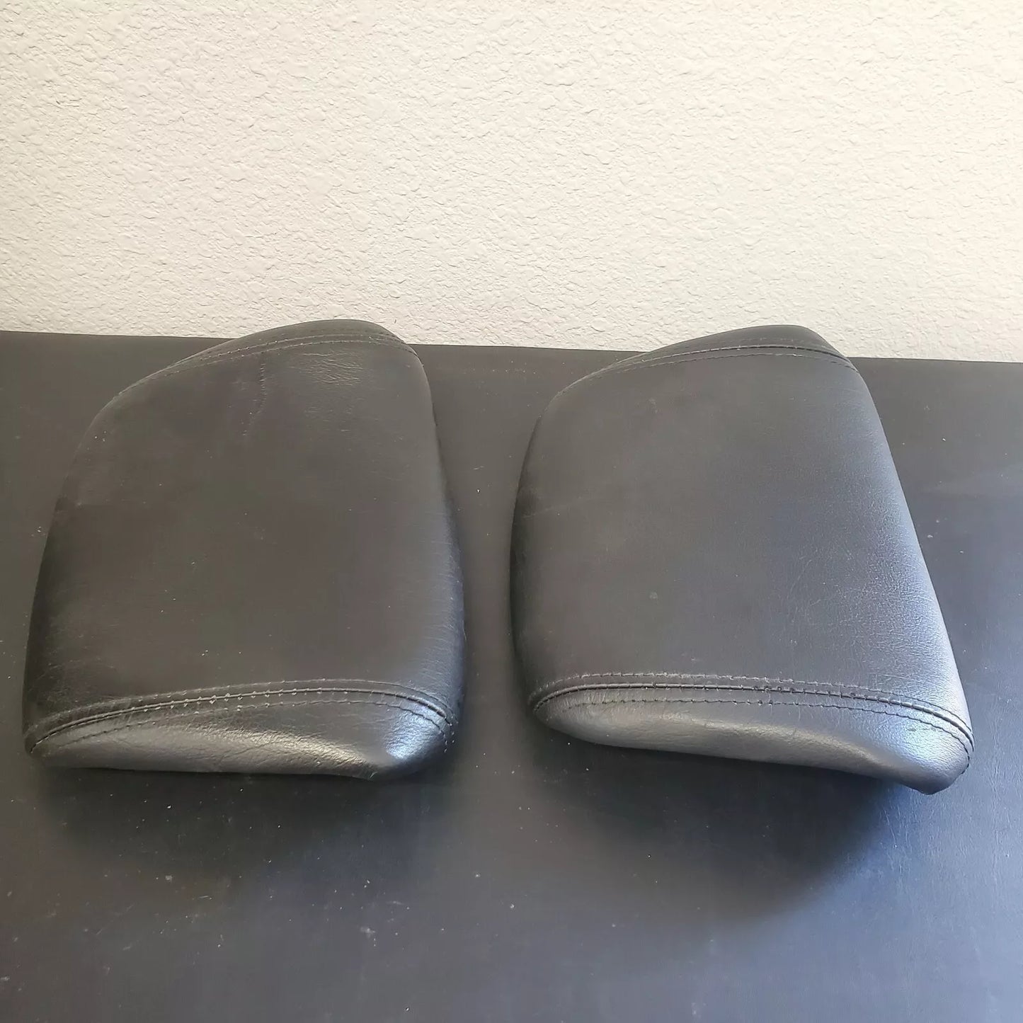 Volvo 240 740 940 Black Leather Headrest Pad Set LH RH OEM