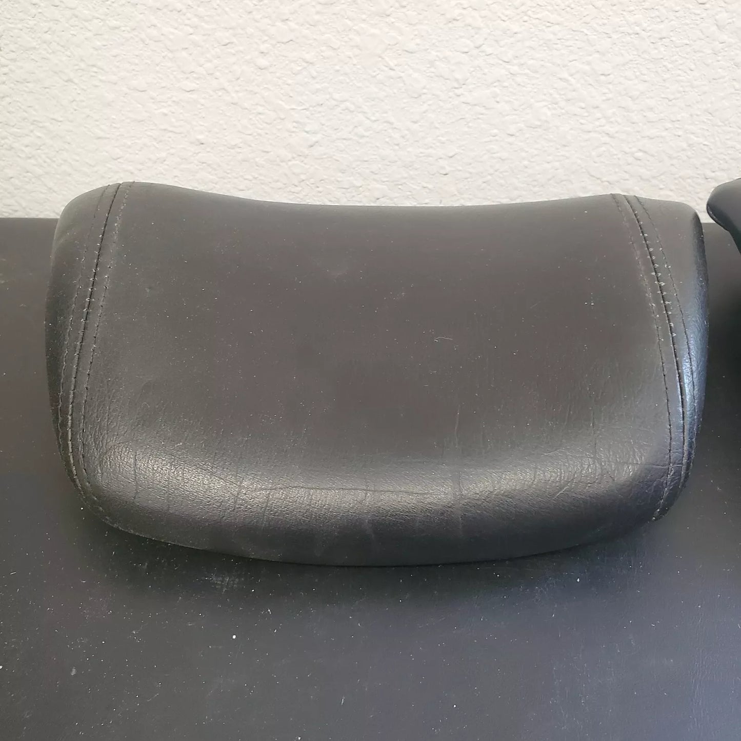 Volvo 240 740 940 Black Leather Headrest Pad Set LH RH OEM