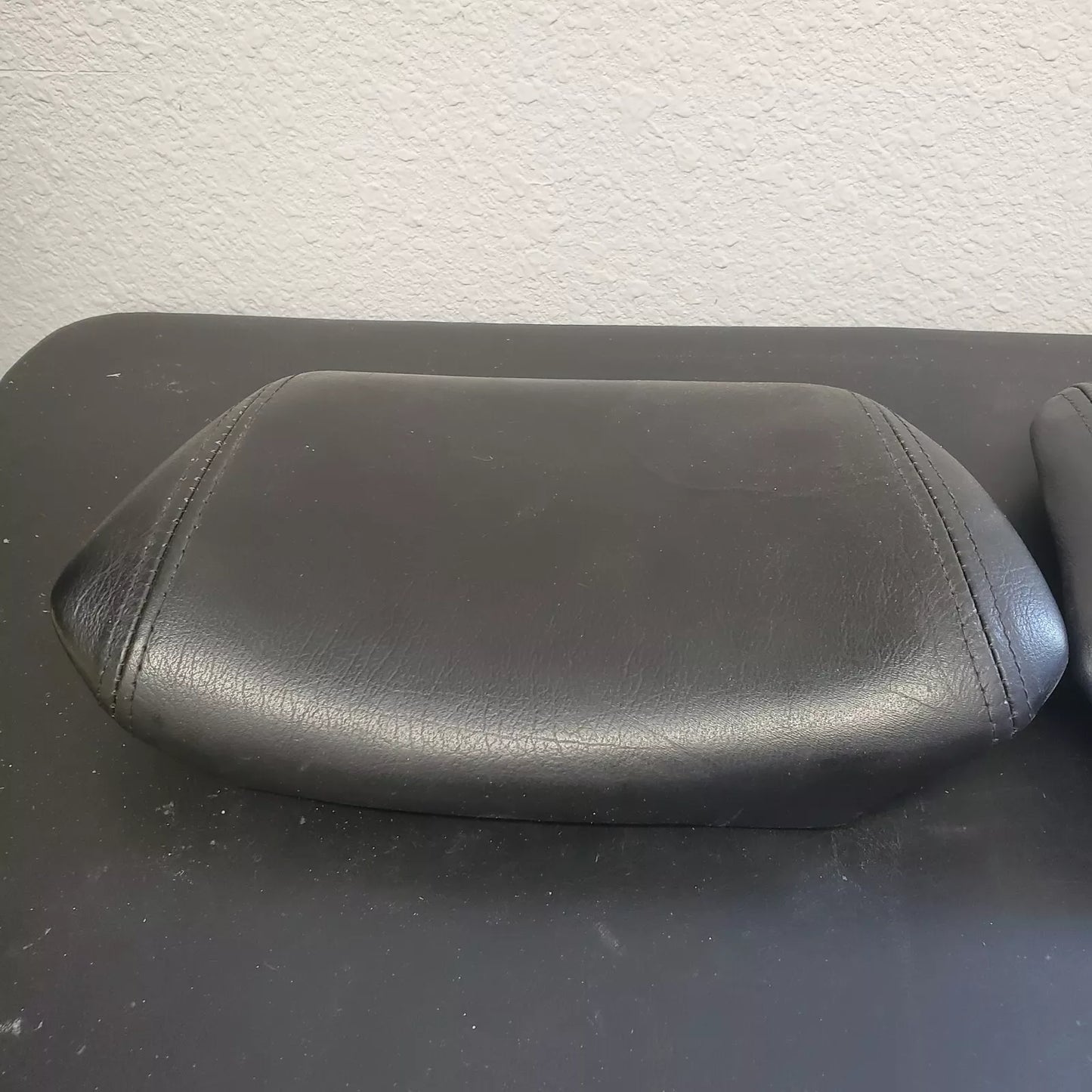 Volvo 240 740 940 Black Leather Headrest Pad Set LH RH OEM