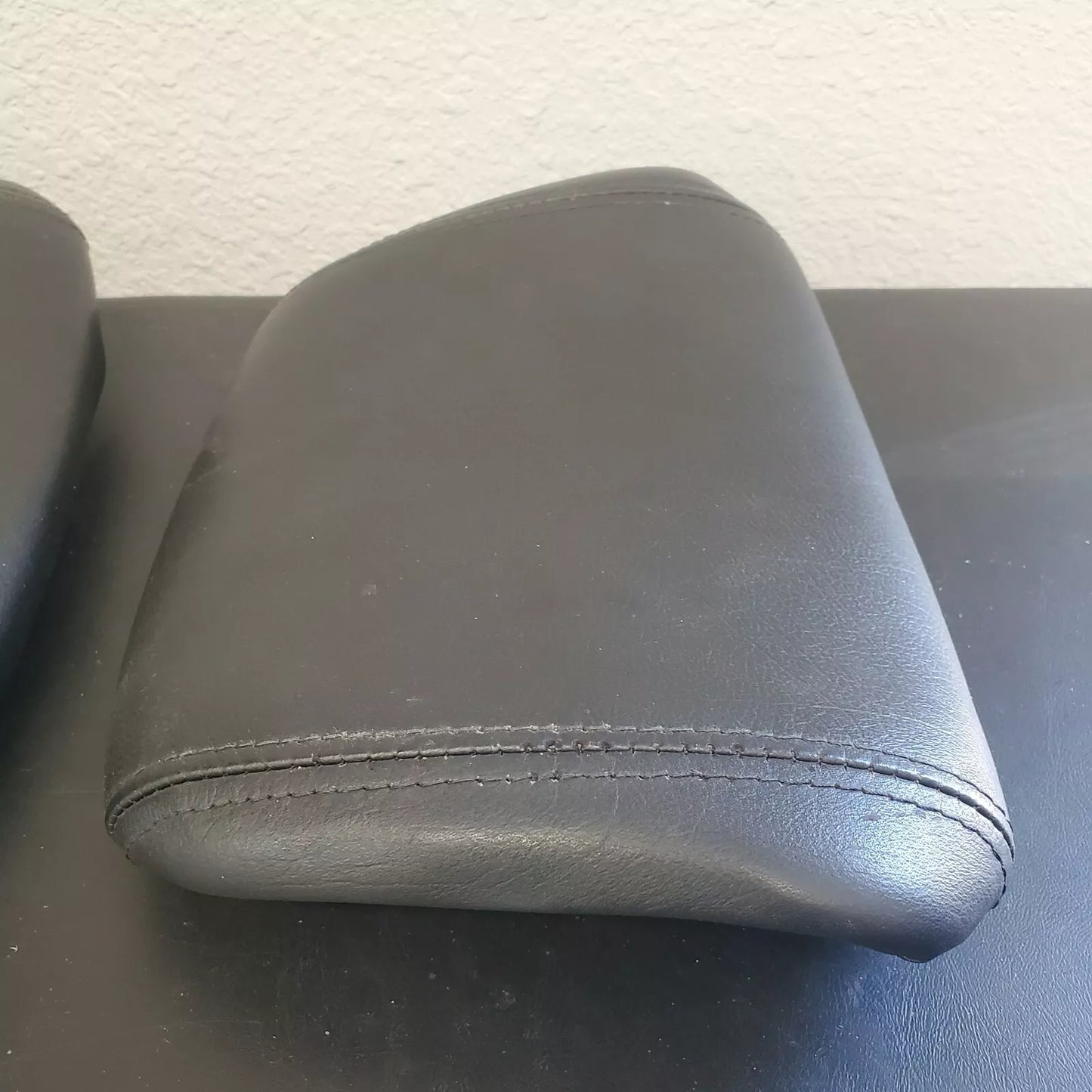 Volvo 240 740 940 Black Leather Headrest Pad Set LH RH OEM