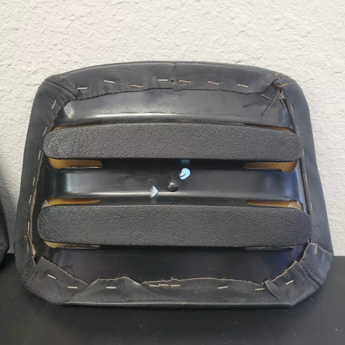Volvo 240 740 940 Black Leather Headrest Pad Set LH RH OEM