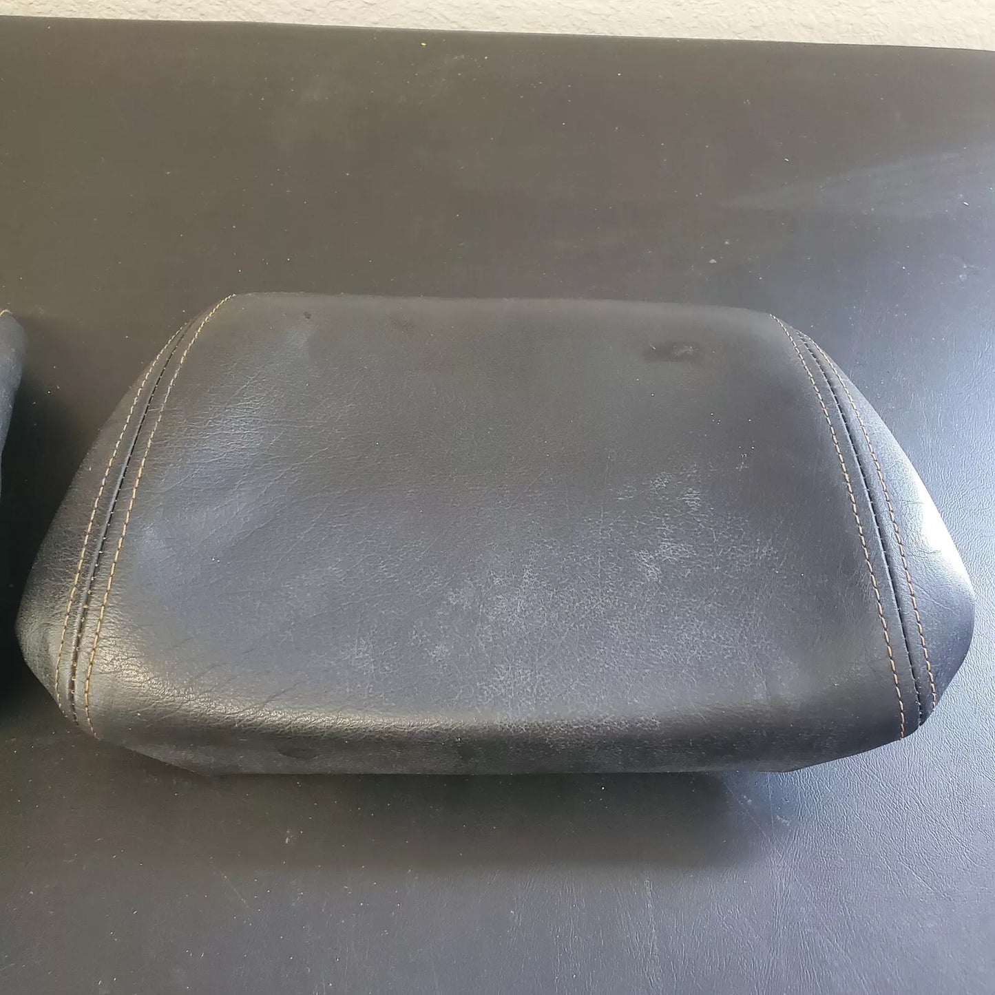 Volvo 240 740 940 Black Leather Headrest Pad Set LH RH OEM