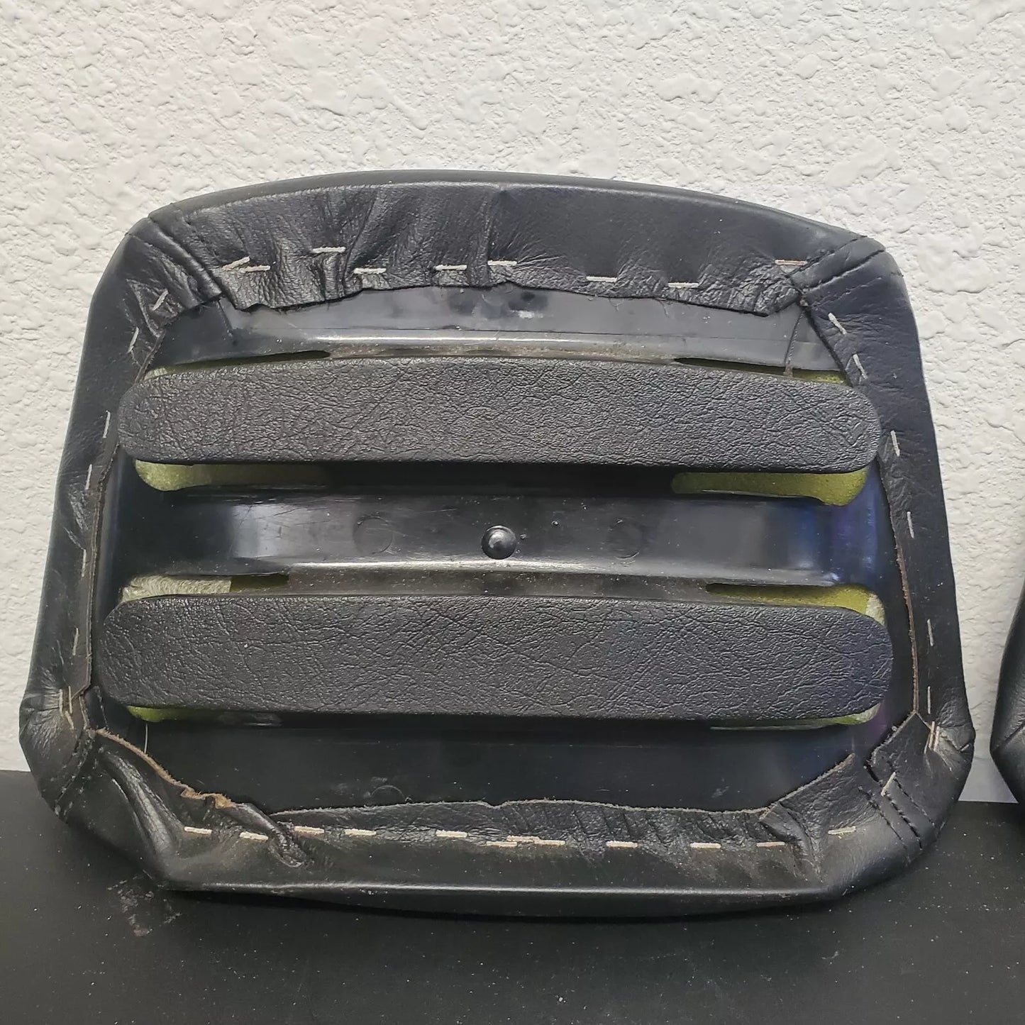 Volvo 240 740 940 Black Leather Headrest Pad Set LH RH OEM