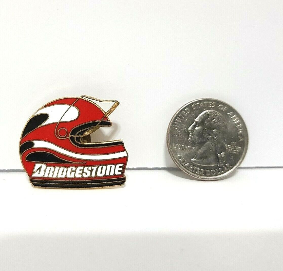 BRIDGESTONE Racing Helmet Pin Drift, Moto GP, JGTC, F1, VINTAGE Pinback !