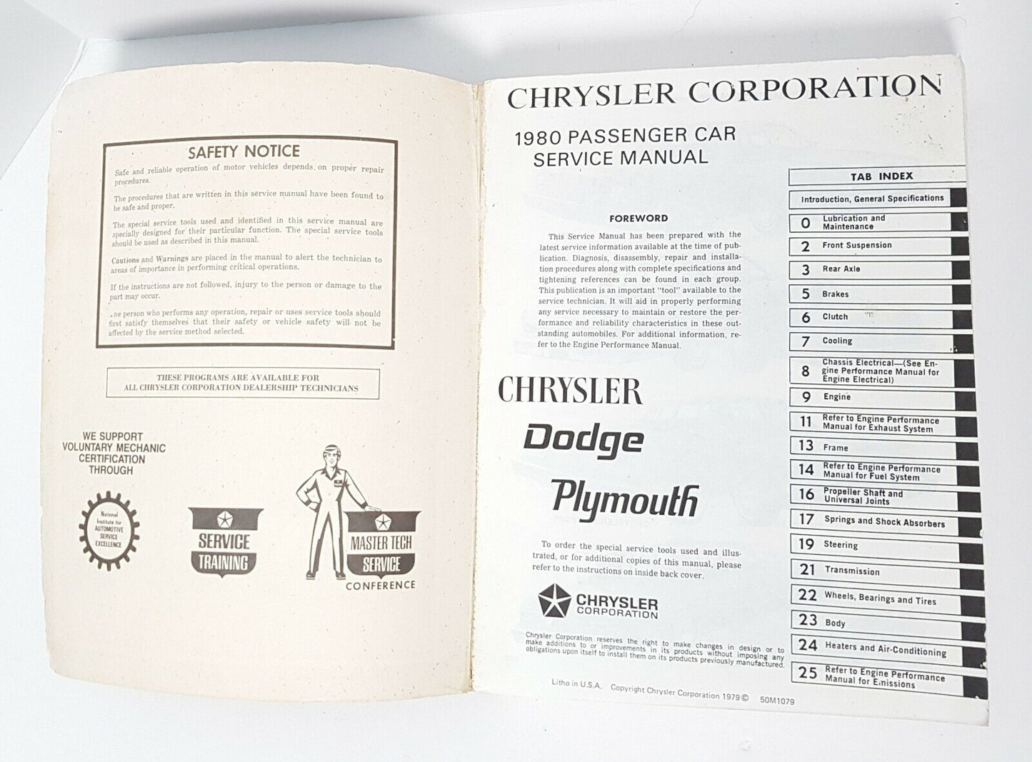 1980 Dodge Plymouth Chrysler Chassis Body Electrical Service Manual Repair Book