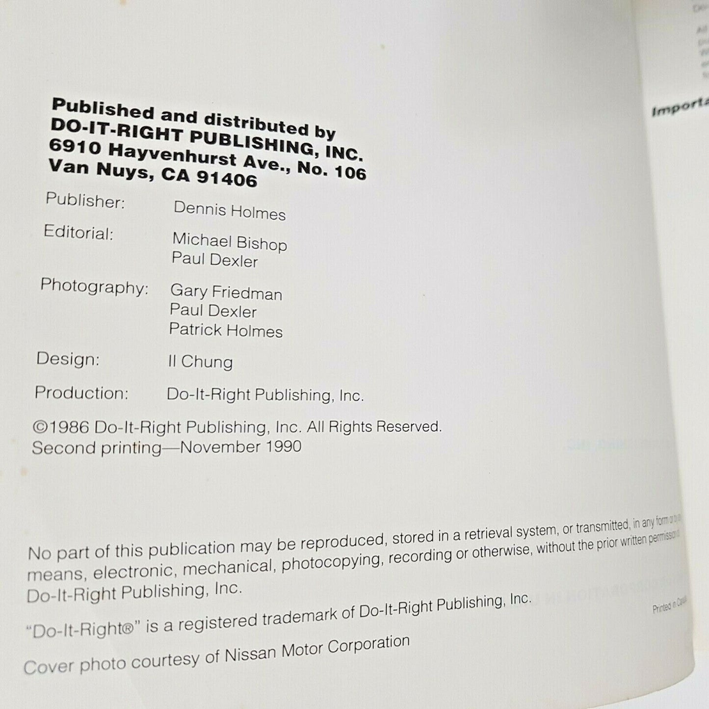 Do-It-Right Repair Manual, Nissan Sentra 1982-1990 Official Authorized Factory!