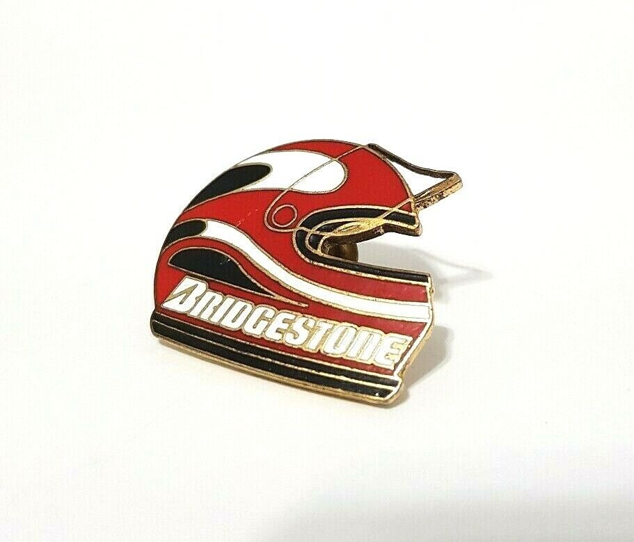 BRIDGESTONE Racing Helmet Pin Drift, Moto GP, JGTC, F1, VINTAGE Pinback !