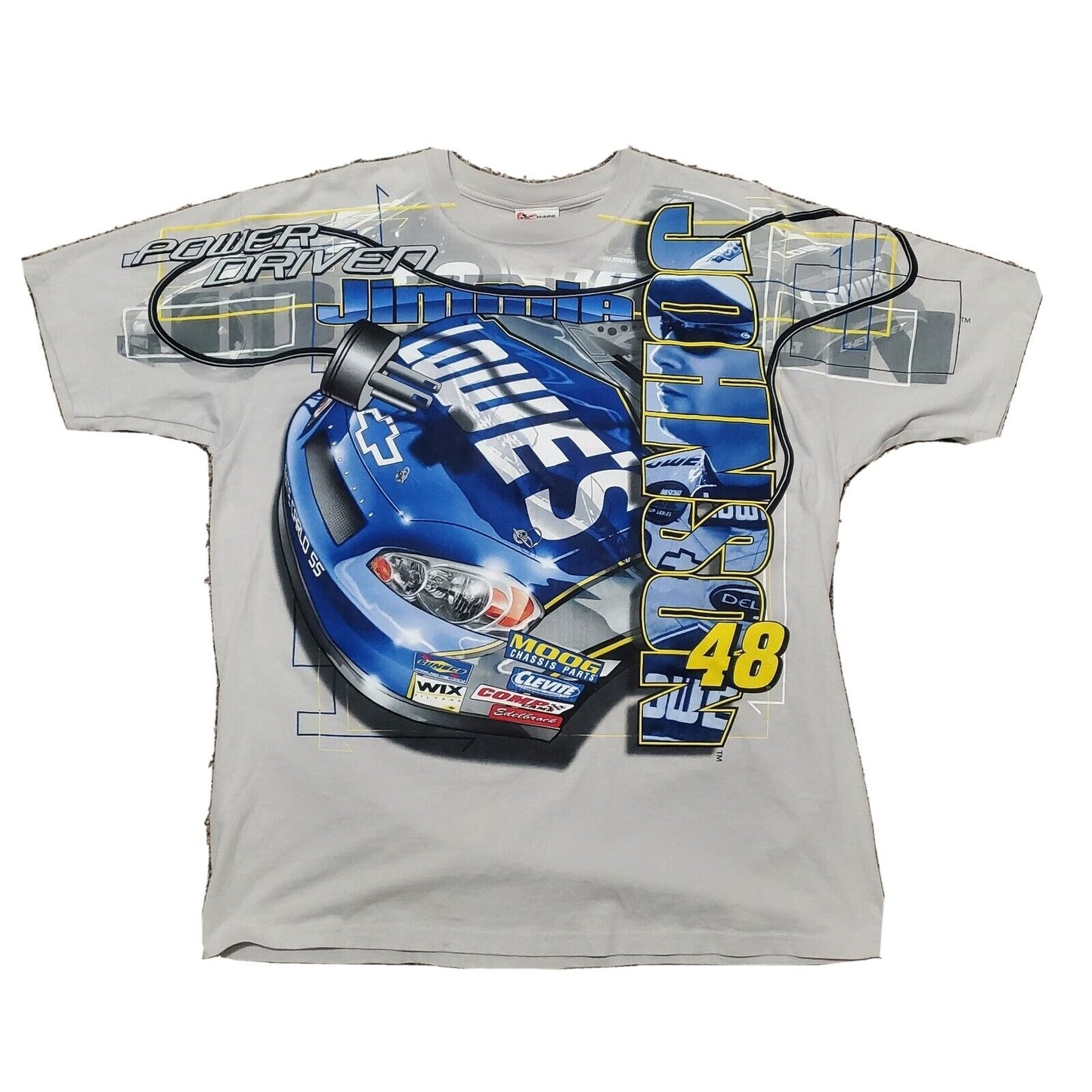 Vintage Chase Authentics Jimmie Johnson #48 Lowes AllOver Print NASCAR T-shirt