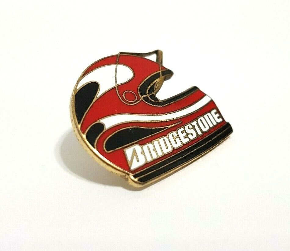 BRIDGESTONE Racing Helmet Pin Drift, Moto GP, JGTC, F1, VINTAGE Pinback !