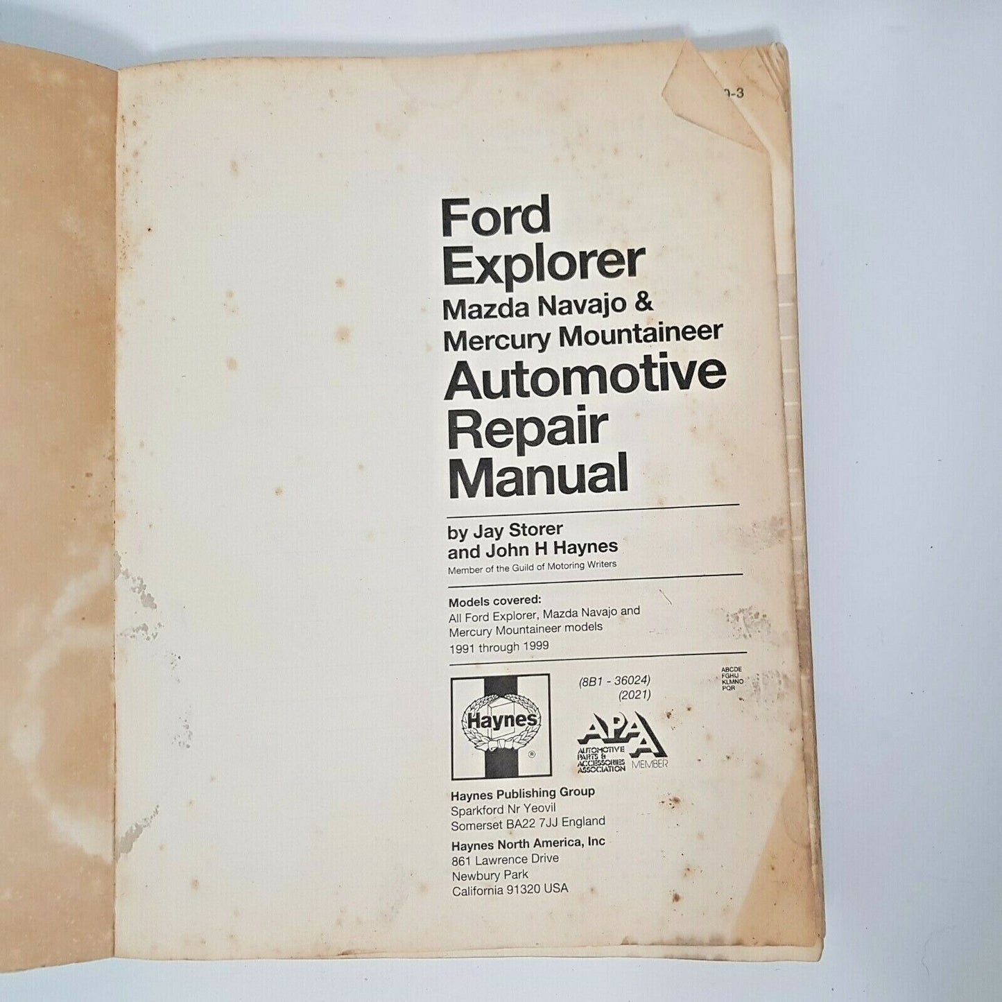 Haynes 36024 Repair Manual For Ford Explorer 1991 thru 1999 Navajo + Mountaineer