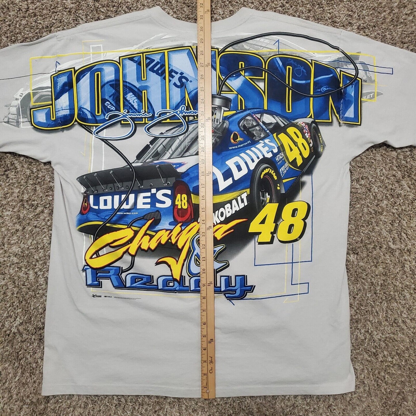 Vintage Chase Authentics Jimmie Johnson #48 Lowes AllOver Print NASCAR T-shirt