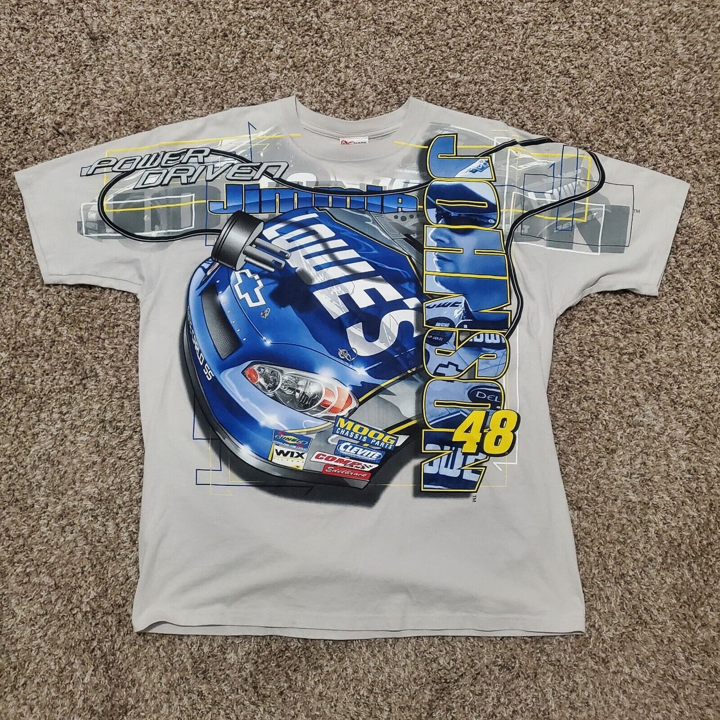 Vintage Chase Authentics Jimmie Johnson #48 Lowes AllOver Print NASCAR T-shirt