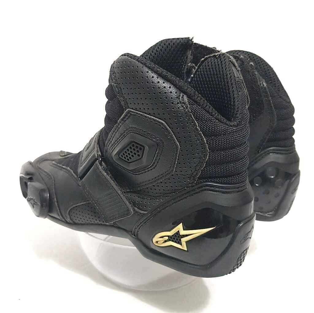 Alpinestars Mens Motorcycle Boots S-MX 1 Black Hook Loop Vented High Top 6 EU 39