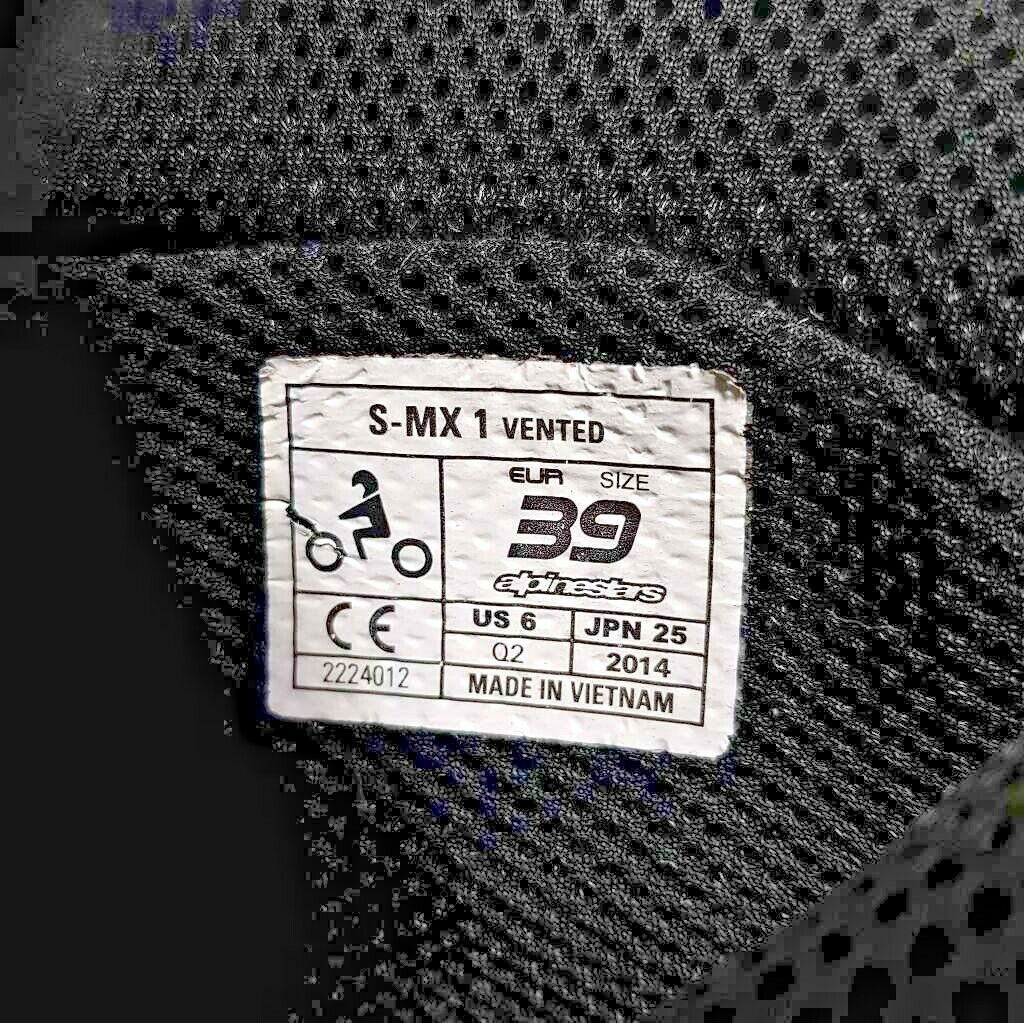 Alpinestars Mens Motorcycle Boots S-MX 1 Black Hook Loop Vented High Top 6 EU 39