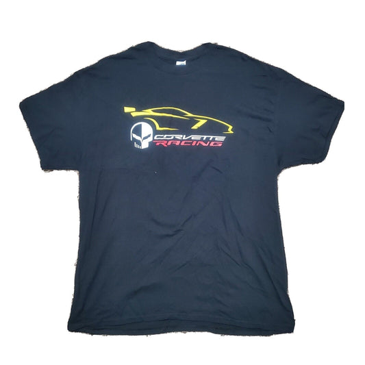Corvette Racing C7 Jake Skull Black / Yellow Gildan T-Shirt  Heavy Cotton sz XL