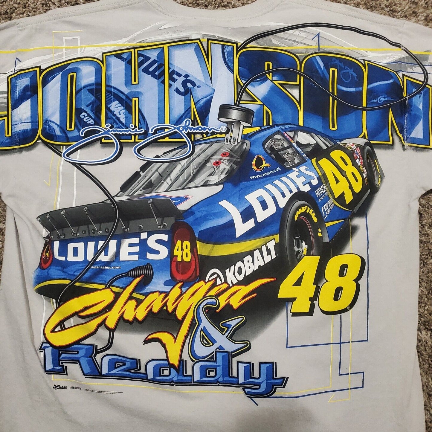 Vintage Chase Authentics Jimmie Johnson #48 Lowes AllOver Print NASCAR T-shirt