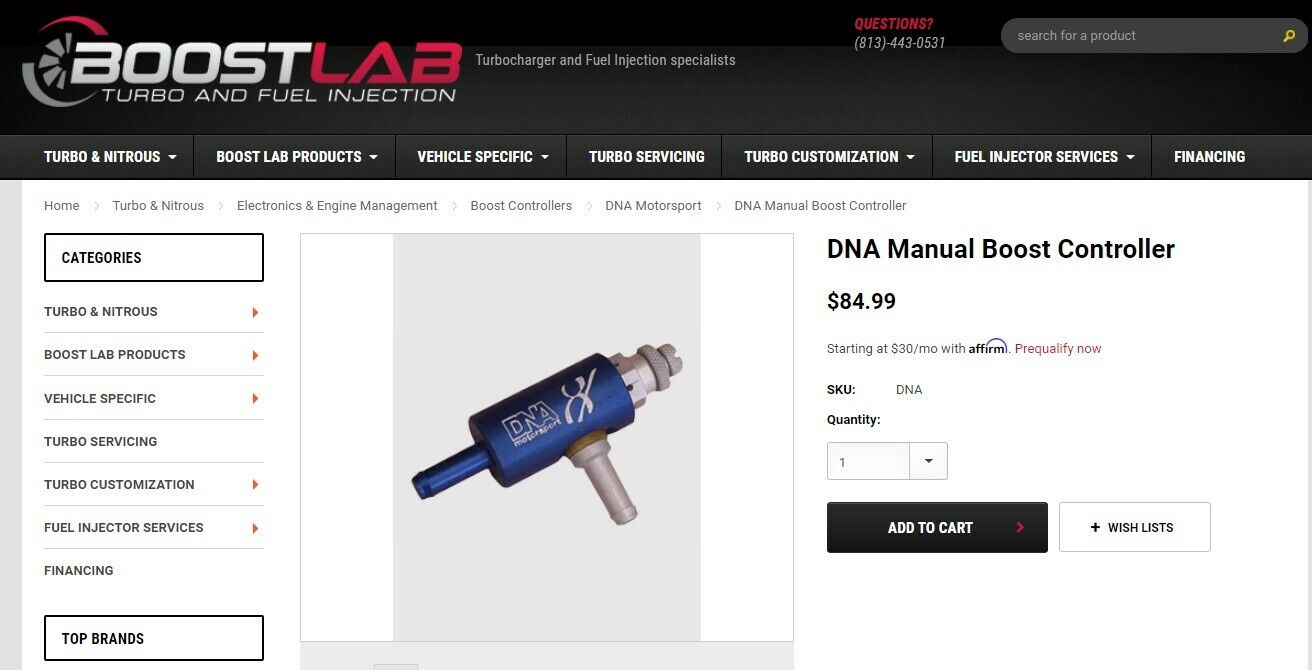 DNA Motorsports Anodized Aluminum Manual Boost Controller Blue