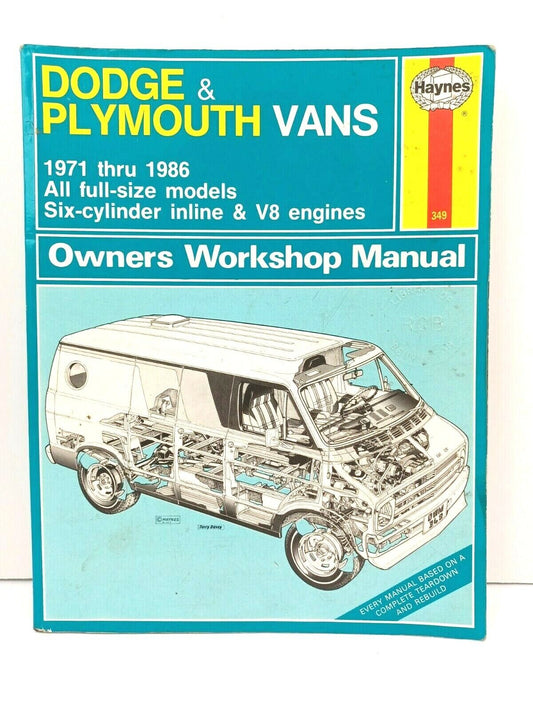 HAYNES 349 Dodge & Plymouth Vans Workshop Manual 1971 - 1986 All Full-Size