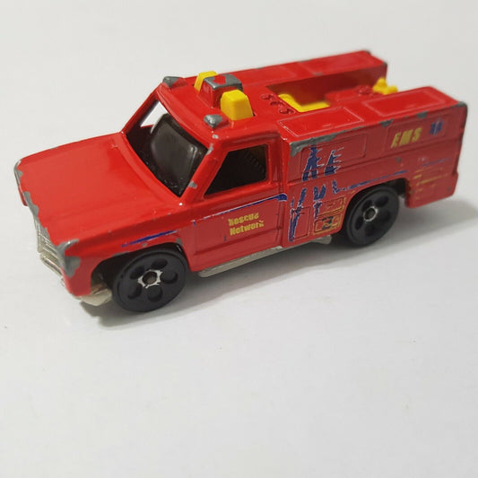 1974 Hot Wheels EMS Paramedic Rescue Network 3" Diecast Truck Red crash damage!