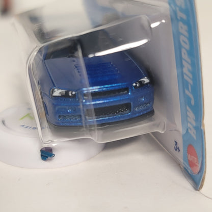 Hot Wheels Nissan Skyline GR-R BNR34 J-Imports #199/250 Blue (JJK35)