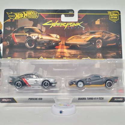 Hot Wheels Car Culture Premium 2-pack Cyberpunk Porsche 930 & Quadra Turbo-R V-Tech (JHW53)
