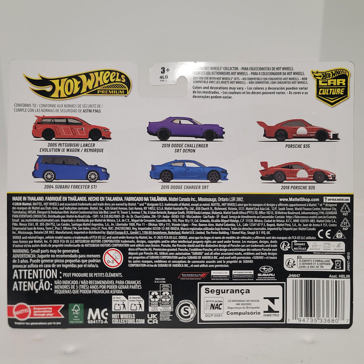 Hot Wheels Car Culture 2-pack '18 Dodge Challenger SRT Demon & '15 Charger SRT  (JHW47)