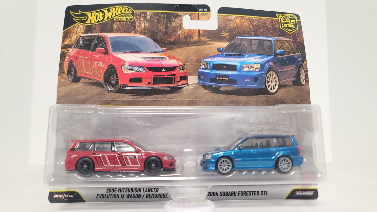 Hot Wheels Car Culture 2-pack '05 Mitsubishi EVO IX Wagon & '04 Subaru Forester STI  (JHW46)