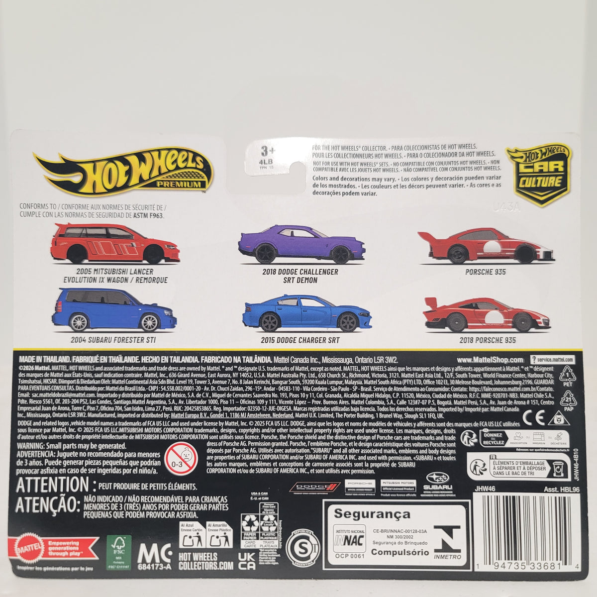 Hot Wheels Car Culture 2-pack '05 Mitsubishi EVO IX Wagon & '04 Subaru Forester STI  (JHW46)