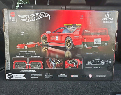 Hot Wheels Brick Shop Elite '90 Acura NSX 1:16 Built & Customize Model Kit + 1:64 Car