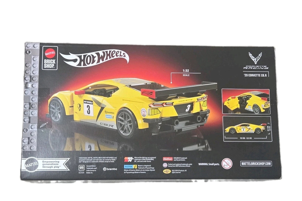 Hot Wheels Brick Shop ’20 Corvette C8.R Build & Customize 1:32 Model Kit + 1:64 Car