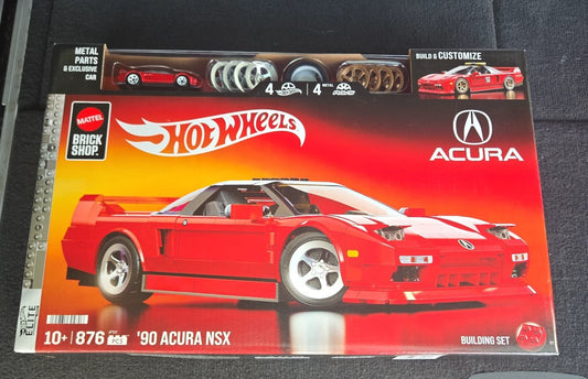 Hot Wheels Brick Shop Elite '90 Acura NSX 1:16 Built & Customize Model Kit + 1:64 Car