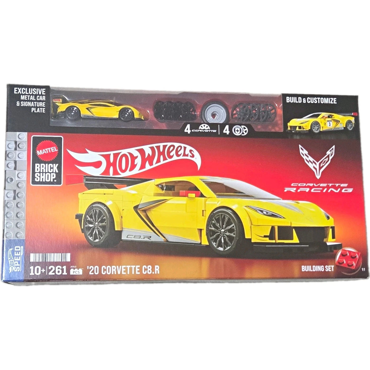 Hot Wheels Brick Shop ’20 Corvette C8.R Build & Customize 1:32 Model Kit + 1:64 Car