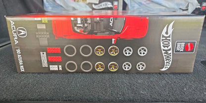 Hot Wheels Brick Shop Elite '90 Acura NSX 1:16 Built & Customize Model Kit + 1:64 Car