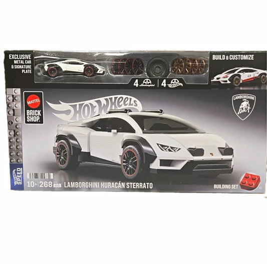Hot Wheels Brick Shop Lamborghini Huracán Sterrato Build & Customize 1:32 Model Kit + 1:64 Car