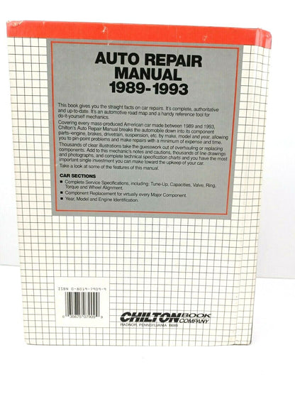 CHILTON'S 7909 Comprehensive Auto Repair Manual 1989-1993 US & Canadian Models