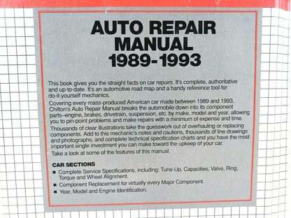 CHILTON'S 7909 Comprehensive Auto Repair Manual 1989-1993 US & Canadian Models