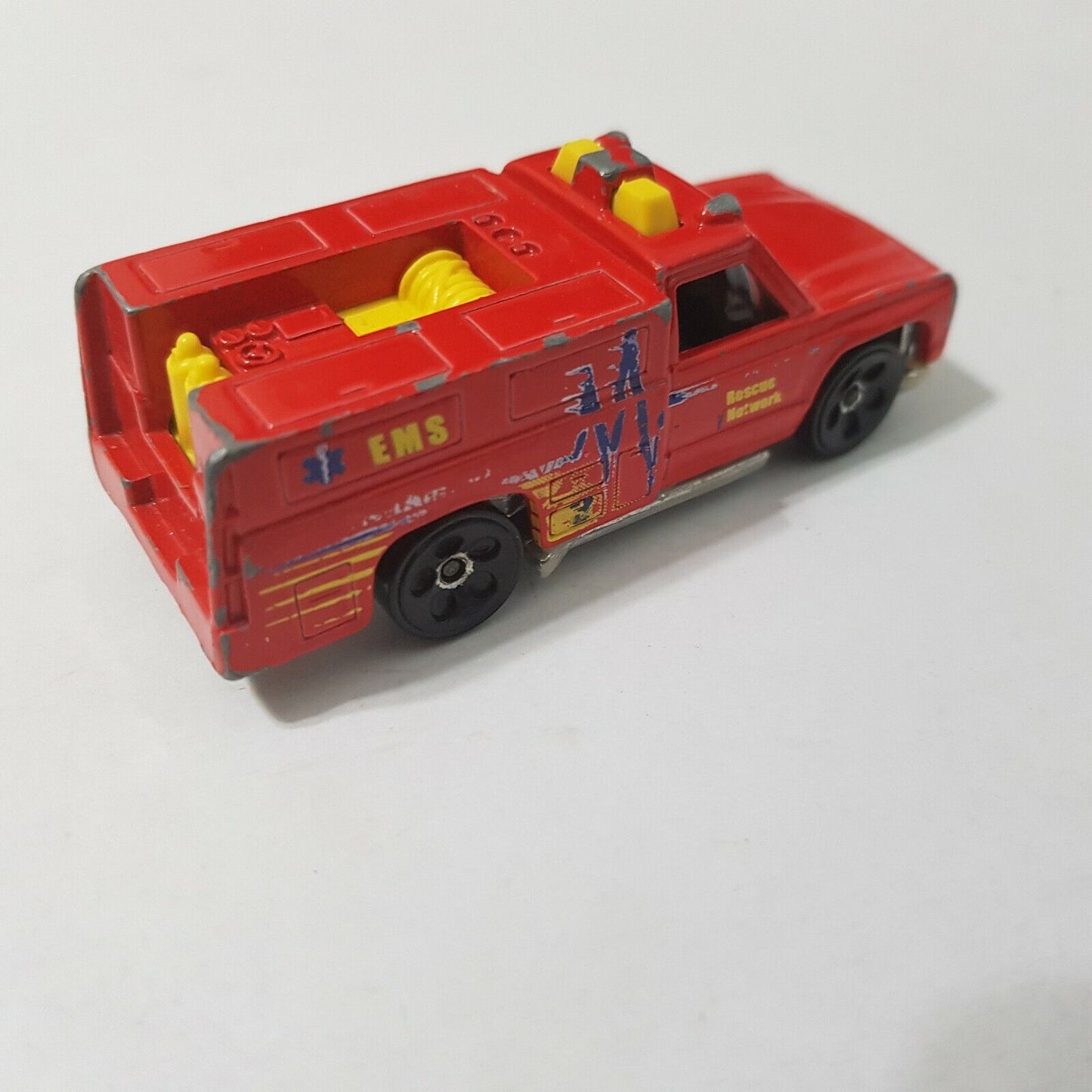 1974 Hot Wheels EMS Paramedic Rescue Network 3" Diecast Truck Red crash damage!